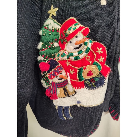 Vintage Heirloom Collectibles Snowman Ugly Christmas Full Zip Sweater Size XL - Picture 11 of 13